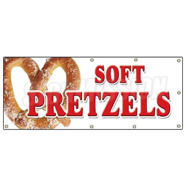 Signmission SOFT PRETZELS BANNER SIGN pretzel stand cart signs hot fresh B-120 Soft Pretzels - main